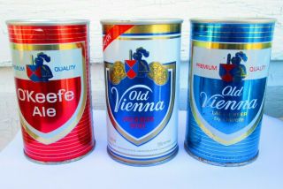 Je 3 Vintage Okeefe Old Vienna Brewery Beer Can Cans Canada