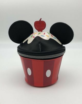 Disney Parks Mickey Mouse Cupcake Zipper Cosmetic Case Pouch Bag Coin Purse
