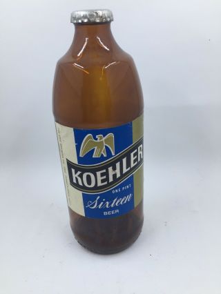 Vintage Koehler Beer Erie,  Pa Bottle W/labels & Lid