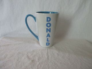 Disney Store White And Blue Donald Duck Plaid Design Ceramic Mug 20 Oz