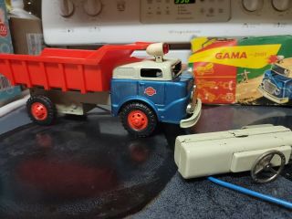 Vintage Gama Tin Battery Powered Dumptruck And Looks Great