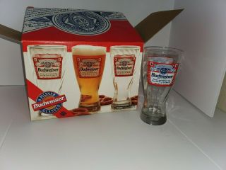 Vintage Budweiser 16 Oz - 33ml Case Of 6 Classic Pilsner Beer Glasses