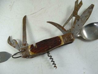 Vintage Folding Pocket Knife Camping Boy Scout Japan Utensils Oversized Old