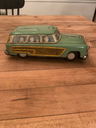Vintage Toy Japan Tin Litho Station Wagon Woody - Rare