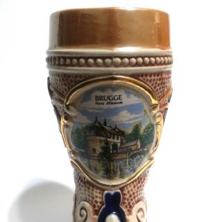 Vintage German Gerz Beer Stein Hand - Painted / Handgemalt 12 Bruges Belgium Boot 2