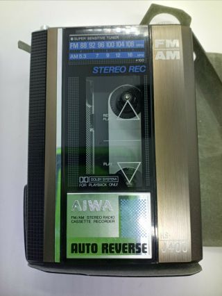 Vintage Aiwa Hs - J400 Am/fm Stereo Radio Cassette Recorder Parts Only Powers Up