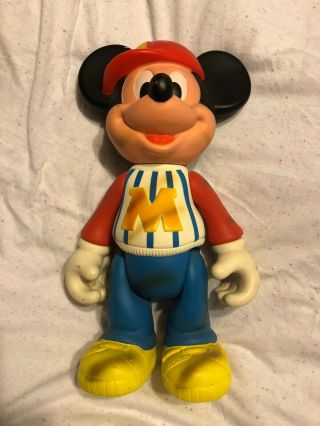 Vintage Mickey Mouse Plastic Baseball Action Figure Toy