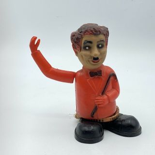 Vintage Rare Charlie Chaplin Celluloid Pull String Figure Bust Made In Italy.
