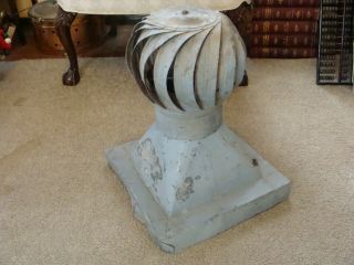Vintage Small Galvanized Barn Roof Wind Turbine Air Vent With Base 9.  5 " X 18 "
