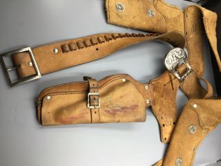 1950s Mattel Shooting Shell Fanner Leather Holster And Leather Holster