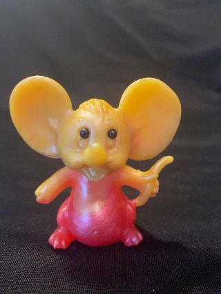 Vintage Russ Berrie Oily Jiggler Gold & Pink Mini Mouse Toy Rubber Figurine
