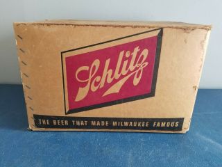 (vtg) 1958 Schlitz Beer 12 32oz Bottles Cardboard Case Box Wisconsin Bar