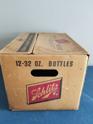 (Vtg) 1958 schlitz beer 12 32oz bottles cardboard case box Wisconsin bar 2