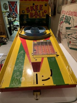 1950s Marx Tin Litho Automatic Score Skee Ball Game Toy Tin.  Box