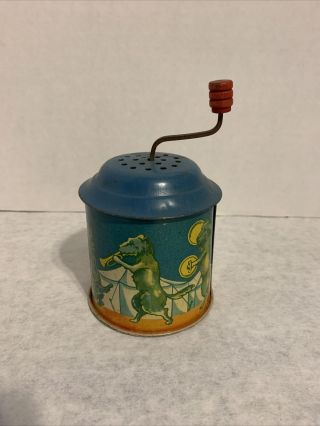 Vintage Tin Wind Up Musical Toy With Dancing Dogs