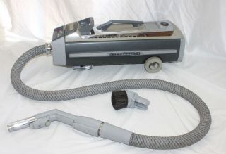 Electrolux Silverado Deluxe Canister Vacuum W Hose Silver Gray Vtg