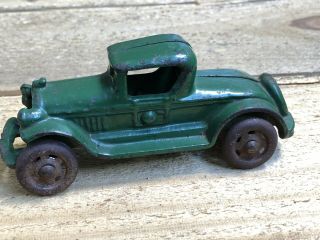 Antique Arcade Cast Iron Green Model Coupe Toy Car 5”