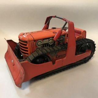 1950s Marx Caterpillar Bulldozer Vintage Tin Litho Wind Up Toy Runs