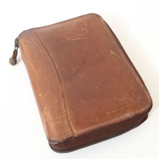 Vintage Franklin Covey Riverwood Brown Distressed Leather Classic Binder