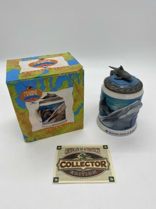 Anheuser Busch Sea World Stein Mug Pewter Lid Dolphins Limited Serial Numbered