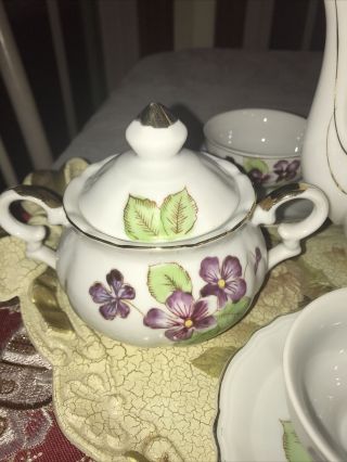 Vintage Child’s 17 Piece Tea Set Violets GORGEOUS Japan 3