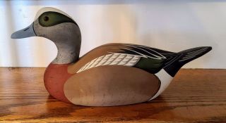 Vintage Hand Carved & Painted Wooden Duck Decoy Signed By Raymond Hornick