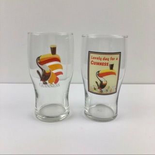 Vintage 2 Guinness Toucan Tulip Beer Pint Drinking Glasses Have A Day