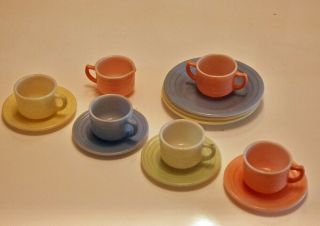 Moderntone Little Hostess Vintage Hazel Atlas Child Toy Tea Cups Dishes Plates