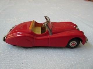 Vintage Japan Red Jaguar Convertible Tin Lithograph Friction Car
