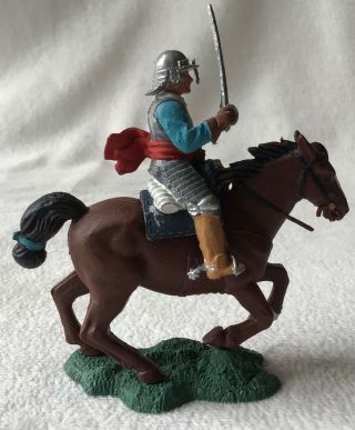 Vintage Britains,  Mounted Roundhead On Brown Horse.  54mm Sc Plastic.  Rein Damage