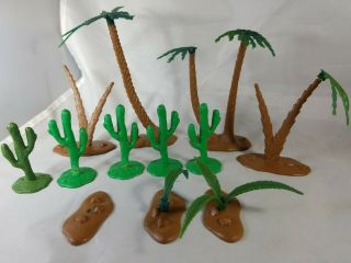 Marx Walt Disney Zorro Play Set - Complete Set Of Palm Trees / Ferns W/ Cacti