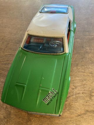 Taiyo 1971 Green Ford Mustang Fastback Bump - N - Go Battery Tin Car 1:18 Japan