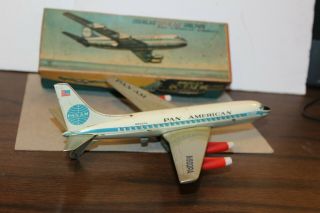 Vintage Yone.  Tin Friction Pan Am Passenger Dc - 8 Jet Plane