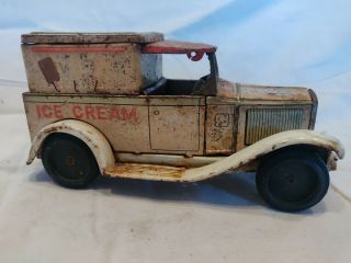 Rare Bandai Japan 1932 Ford Model A Ice Cream Delivery Truck Tin Litho Toy 1960s
