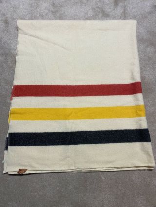 Vintage Faribo Garibault Woolen Mills Fluff Loomed Wool Blanket 66x77 Hudson Bay