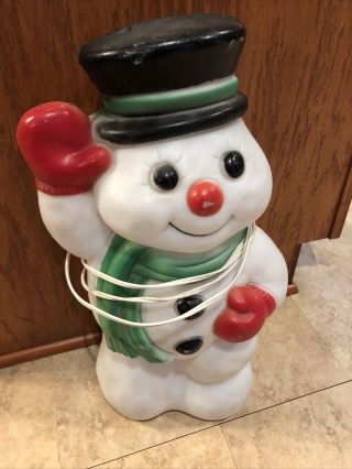 Vintage Christmas Empire 18 " Lighted Blow Mold Snowman With Top Hat