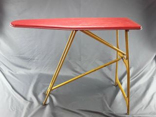 Vintage 1950s Retro Red Yellow Metal Childrens Play Toy Ironing Board Folds