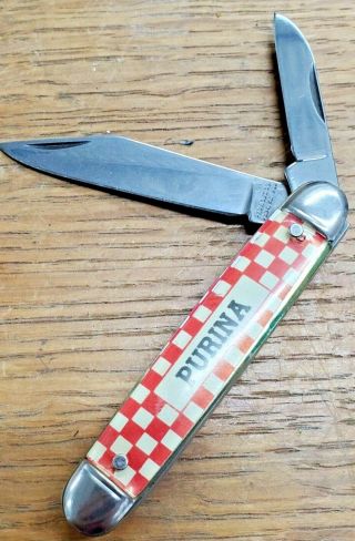 Vtg Providence Rhode Island Cut Co.  Advertising Purina 2 Blade Pocket Knife