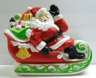 Vintage Santa Claus In Sleigh W/ Bag Of Toys Lighted Blowmold Empire 1970