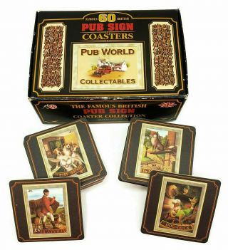 Famous British Pub Sign Coaster Box Set Of 60 Made In England