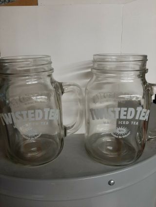 Set Of 2 Twisted Tea Mason Jars W/