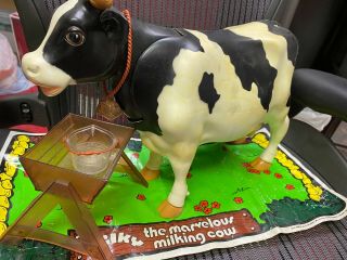 Vintage 1977 Milky The Marvelous Milking Cow General Mills W/bucket/feeder/mat