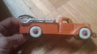 Vintage Orange Hubley Tow Truck - Wrecker - 1930s? Cast Iron Toy -