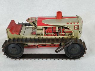 Vintage Marx 5 Tin Tractor - Winds Up And Runs