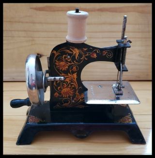Antique German Hand Crank Metal Child Toy Sewing Machine