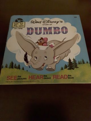 “dumbo” Walt Disney 24 Page Read - Along Book And Record
