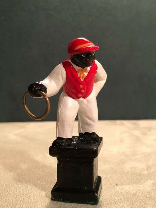 Miniature Solid Cast Metal Lawn Jockey 3 1/2 Inches,  Hard To Find