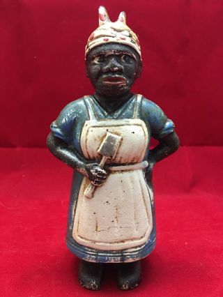 Black Americana Cast Iron Bank Extremely Rare Blue Color - Early 1900 
