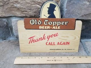 Vintage Old Topper Ale Cardboard Advertising Beer Sign Rochester Brewing Co Ny