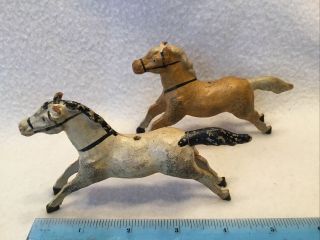 Antique Paper Mache Horses? Wooden Base 4 Inches Long